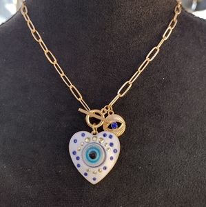 Heart evil eye charm necklace.